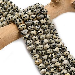 Далматинских Джаспер Природные яшмы далматин бисер нитей, граненые, рондель, 8x5.5 мм, отверстие : 1.2 мм, около 69 шт / нитка, 15.16'' (38.5 см)