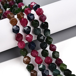 (52) Непрозрачная лаванда Окрашенные природные белый нефрит бисер пряди, граненые, звезды вырезать круглые бусы, разноцветные, 7~8x6~7.5x6~7.5 мм, отверстие : 1 мм, около 48~49 шт / нитка, 14.17~15.35'' (36~39 см)