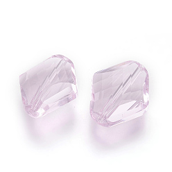Pink Имитация Австрийские кристаллические шарики, класс AAA, граненые, ромб, розовые, 14~14.5x12x5~7 мм, отверстие : 0.9~1 мм