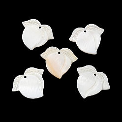 Морская Ракушка Природные подвески оболочки пресноводных, персик прелести, цвет морской раковины, 24.5x29x2.5 мм, отверстие : 1.5 мм