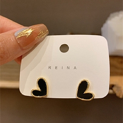 Heart Golden Alloy & Acrylic Earrings for Women, Heart, 18x11mm