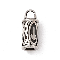 Antik Silber Farbe 304 Edelstahl Anhänger, Spalte mit Runen / futhark / futhorc, Antik Silber Farbe, 25.5x10.5 mm, Bohrung: 5 mm