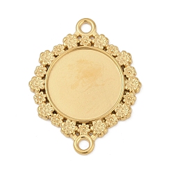 Настоящее золото 18K 304 Настройки кабошон из нержавеющей стали кулон, цветок, реальный 18 k позолоченный, лоток : 20.5 мм, 39.5x31x2.5 мм, отверстие : 2.5 мм