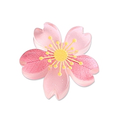 Pink Светящиеся кабошонов смолы, украшение мобильного телефона, светящийся в темноте цветок, розовые, 26.9 мм