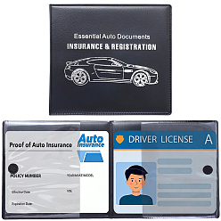 Black PU Leather Motor Vehicle Driver's License Protective Cover, Rectangle, Black, 130x142x5mm