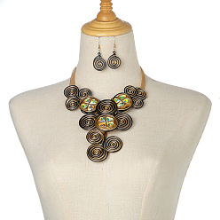 Светло-коричневый Комплекты украшений из сплава алюминия и акриловой смолы, включают серьги и ожерелья, цветок, загар, Ожерелья: 400 mm, Серьги: 50 mm