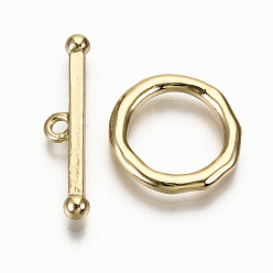 Light Gold Застежка тоггл из сплава, без кадмия, без никеля и без свинца, кольцо, золотой свет, бар: 27x6.5x2 mm, отверстие : 1.8 мм, Кольцо: 17x2 mm