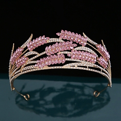 Сочный Персик Сплав горный хрусталь ленты для волос, аксессуары для волос для женщин и девочек, корона, сочный персик, 145 мм