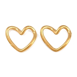 Real 18K Gold Plated 304 Stainless Steel Linking Rings, Heart Links, Ion Plating(IP), Long-Lasting Plated, Real 18K Gold Plated, 16x18.5x3.5mm, inner size: 8x14mm