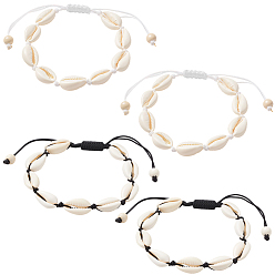 (52) Непрозрачная лаванда 4 шт. 2 Браслет из натуральных ракушек и синтетической бирюзы, плетеный из бусин для женщин, разноцветные, внутренний диаметр: 1-3/4~3-1/8 дюйм (4.5~7.9 см), 2 шт / цвет