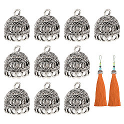 Античное Серебро Подвесные крепления из цинкового сплава, кисточка крышка под залог, античное серебро, 18.5x15.5x14.5 мм, отверстия : 2 mm и 2.5 мм