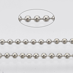 Platinum Brass Ball Chains, Long-Lasting Plated, Soldered, with Spool, Cadmium Free & Nickel Free & Lead Free, Platinum, 1.5mm, about 92m/roll