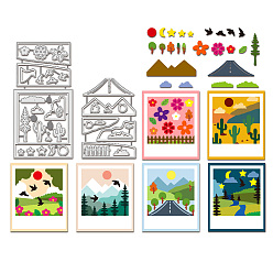 Mountain Весенняя тема трафареты для резки углеродистой стали, для diy scrapbooking, Фотоальбом, декоративная бумага для тиснения, гора, 124~180x84~91x0.8 мм, 2 шт / комплект