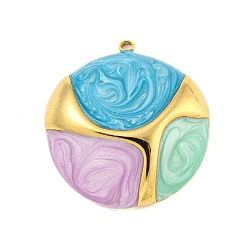 Разноцветный Ионное покрытие (ip) 304 подвески из нержавеющей стали, с эмалью, реальный 18 k позолоченный, полукруглый шарм, красочный, 26x24x5 мм, отверстие : 1.5 мм