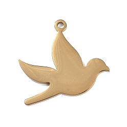 Doré  Pendentifs en acier inoxydable, charmes d'oiseaux, poli à la main, placage ionique (ip), or, 304mm, Trou: 20x22x1.4mm