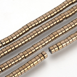 Copper Plated Electroplate Non-magnetic Synthetic Hematite Beads Spacers Strands, Heishi Beads, Flat Round/Disc, Copper Plated, 4x2mm, Hole: 1mm, about 200pcs/strand, 15.7 inch