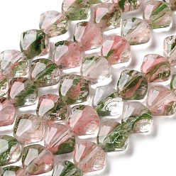 Olive Inner Flower Handmade Lampwork Beads Strands, Shell Shape, Olive, 11x12x7mm, Hole: 1mm, about 24pcs/strand, 10.24 inch(26cm)
