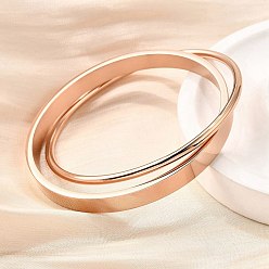 Розовое Золото 304 браслеты из нержавеющей стали, браслеты крест-накрест для женщин, розовое золото , 1/4 дюйм (0.7 см), внутренний диаметр: 2-1/2 дюйм(6.35см); 1/8 дюйм(0.3см), внутренний диаметр: 2-1/2 дюйм (6.35 см)