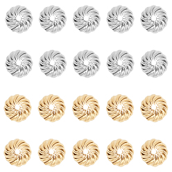 Golden & Stainless Steel Color 304 Stainless Steel Bead Caps, Flower, Golden & Stainless Steel Color, 7x1.5mm, Hole: 1mm, 100pcs/box