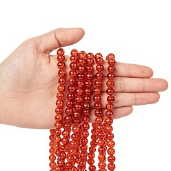 Dark Orange Spray Painted Crackle Glass Beads Strands, Round, Dark Orange, 8mm, Hole: 1.3~1.6mm, about 100pcs/strand, 31.4 inch