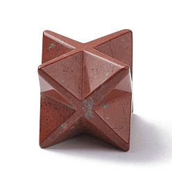 Красный Камень Скульптура из натуральной красной яшмы, целебный кристалл, звездный орнамент меркаба, украшение домашнего офиса, 29.5~30x29~29.5x29~29.5 мм