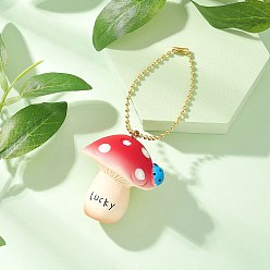 Золотой Подвесные украшения из смоляных грибов, с шариковой цепью железной, золотые, 110 мм