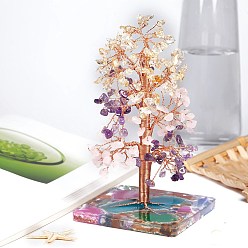 Смешанные камни Украшения из натурального драгоценного камня дерево жизни, Медная проволока, энергетический камень фэн-шуй, подарок для женщин и мужчин, медитация, 89~102x89~102x120~152 мм