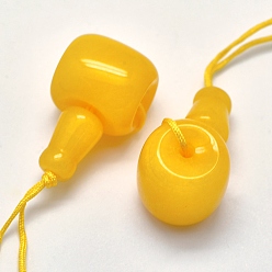 Yellow Jade Natural Yellow Jade 3 Hole Guru Beads, T-Drilled Beads, Dyed, 21~24x10.5~12x11.5~12.5mm, Hole: 1.8mm, 2mm