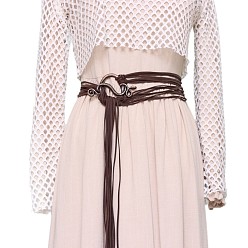 Кокосово-Коричневый Винтажные многослойные ремни-цепочки из искусственной замши с длинными кисточками, с застежками-змейками из сплава, Красная медь, кокосового коричневый, 2600~2800 мм