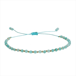 Амазонит Плетеные браслеты из натуральных бусин амазонита для женщин, круглые, граненые, 5-1/2 дюйм (14 см) ~ 9-7/8 дюйм (25 см)