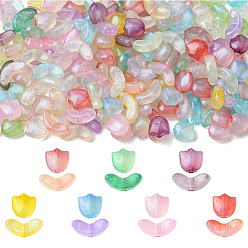 (52) Непрозрачная лаванда 200 шт. 2 стили светящиеся прозрачные акриловые бусины, с блеском порошок, светится в темноте, листьев и цветов, разноцветные, 6.5~9x9~14x4.5~5.5 мм, отверстие : 1.5~1.6 мм, 100 шт / стиль