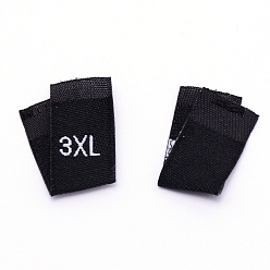 Schwarz Kleidergrößenetiketten, gewebte Handwerksetiketten, zum Nähen von Kleidung, 3 xl, Schwarz, 36x12x0.2 mm, ca. 100 Stk. / Beutel