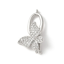Платина Латунный паве из прозрачного кубического циркония с застежками, без свинца и без кадмия, долговечный, стойки покрытие, бабочка, платина, 28 мм
