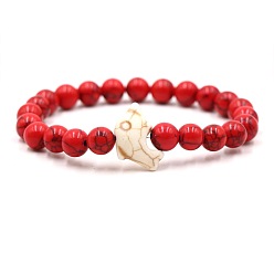 Синтетическая Бирюза Браслеты из красной синтетической бирюзы для мужчин и женщин, круглый и дельфиновый