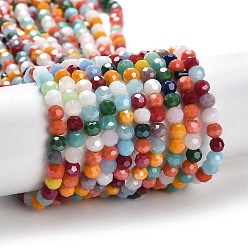 Mixed Color Electroplate Opaque Glass Beads Strands, Faceted(32 Facets), Pearl Luster Plated, Round, Mixed Color, 4mm, Hole: 0.7mm, about 88~95pcs/strand, 12.99~14.06 inch(33~35.7cm)