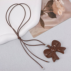 Верблюжий Кулон в виде бантика из смолы, регулируемый черный вощеный шнурок, ожерелье для женщин, верблюжие, 39.37 дюйм (100 см)