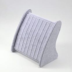 Светлый Стально-синий Дерево ожерелье дисплей стенды, с велюром и фурнитурой железной, светло-стальной синий, 24x25x15 см