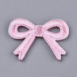 Pink Computerized Embroidery Cloth Iron on/Sew on Patches,  Self-adhesive Fabric, Costume Accessories, Bowknot, Pink, 18x24x2mm