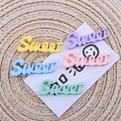 Mixed Color Opaque Resin Cabochons, Word Sweet, Mixed Color, 15x40x5mm