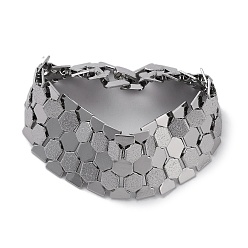 Stainless Steel Color Non-Tarnish 304 Stainless Steel Hexagon Link Chain Bracelets for Women Men, Stainless Steel Color, 7-7/8 inch(20cm)