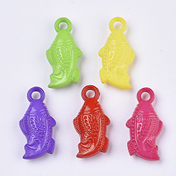 Mixed Color Opaque Acrylic Pendants, Fish, Mixed Color, 27~28x13.5x7mm, Hole: 3mm, about 450pcs/500g