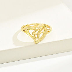 Letter I Латунные алфавитные регулируемые кольца для женщин, без кадмия, без никеля и без свинца, с сердцем, Буква "i", 17 мм, размер США 6 1/4 (16.7 мм)