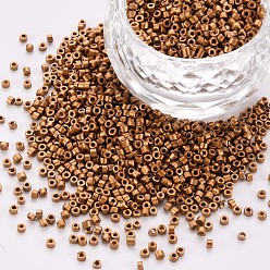 Перу Стеклянные цилиндрические бусины, бисер, металлических цветов, спекающийся лак, круглое отверстие, Перу, 1.5~2x1~2 мм, отверстие : 0.8 мм, около 8000 шт / упаковка, около 1 фунт / мешок