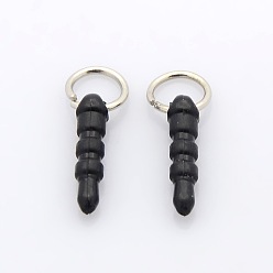 Plastic Plastic Mobile Dustproof Plugs, with Iron Jump Rings, Plastic, 22x17x3mm