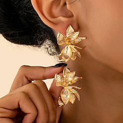 Золотой Серьги-гвоздики из сплава ко Дню святого Валентина, цветок, золотые, 42x30 мм