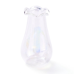 Colorful Miniature Glass Vase Ornaments, Micro Toys Dollhouse Accessories Pretending Prop Decorations, Colorful, 27.5~29x15.5~16mm, Hole: 6mm