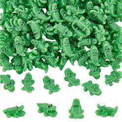 Lime Green 100Pcs Opaque Resin Crocodile Display Decorations, Micro Landscape Decoration Accessories, Lime Green, 17.5x11.5x8.5mm