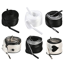 (52) Непрозрачная лаванда 6 пар 6 моделей полиэстеровых шнурков, для обувной фурнитуры, разноцветные, 1200~1240x20~24x0.2~2.5 мм, 1 пара / стиль