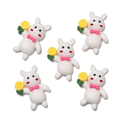 White Opaque Resin Cabochons, Rabbit, White, 29x22x7mm