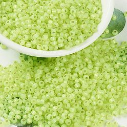 (RR675) Серебристый Шартрезский Опаловый Миюки круглые бусины рокайль, японский бисер, (rr 675) серебристый зеленовато-желтый опал, 8/0, 3 мм, отверстие : 1 мм, о 422~455шт / бутылка, 10 г / бутылка